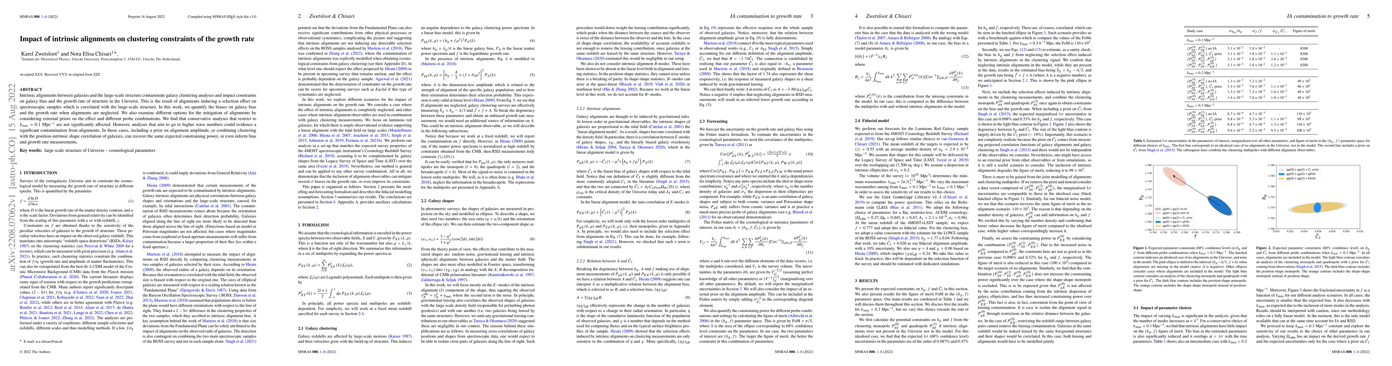 Thumbnail for Impact of intrinsic alignments on clustering constraints of the growth
  rate