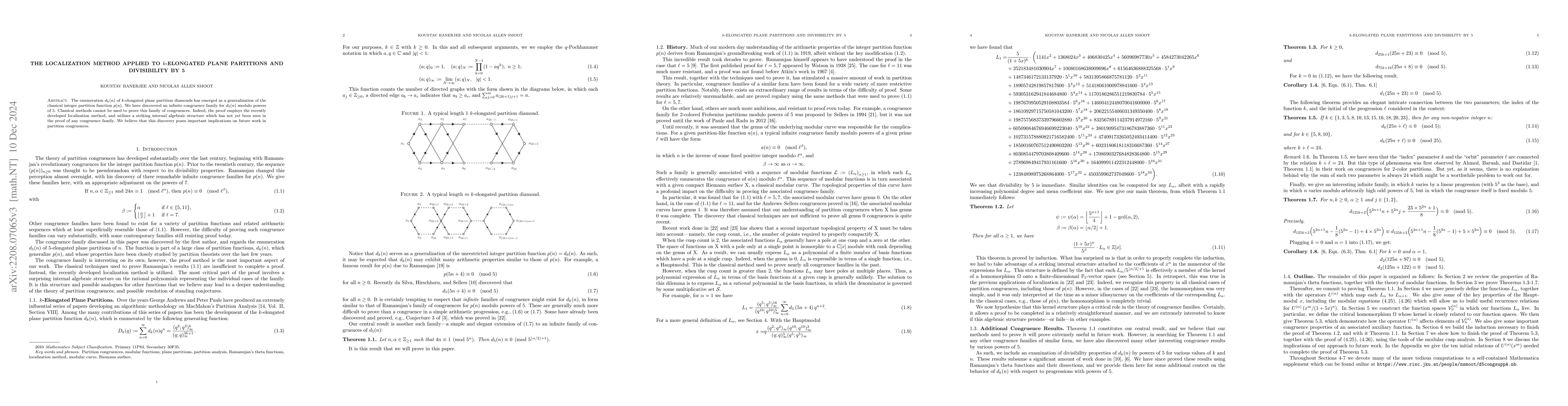 Thumbnail for The Localization Method Applied to $k$-Elongated Plane Partitions and
  Divisibility by 5