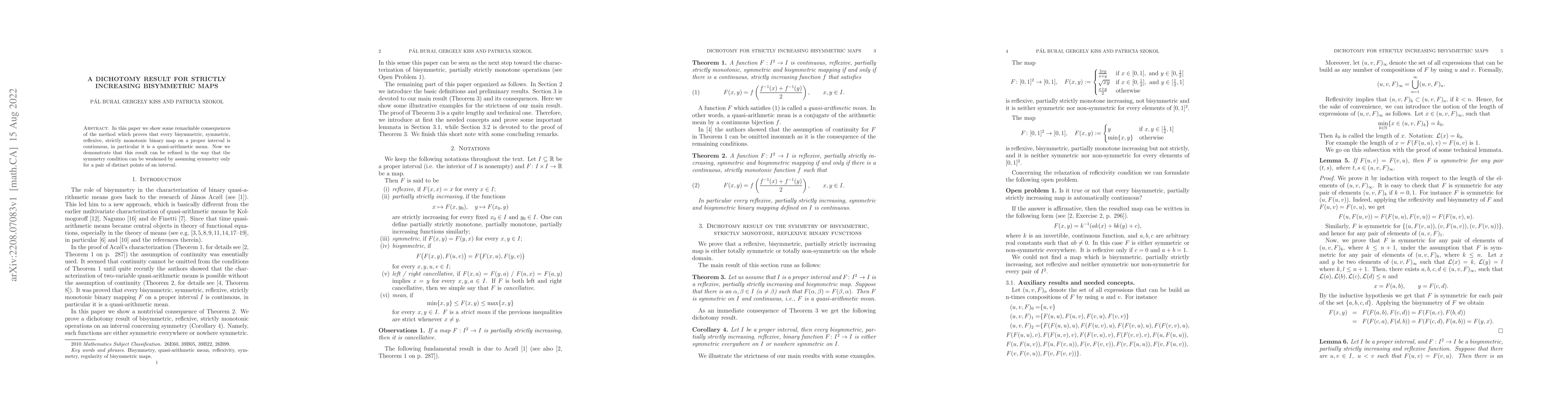Thumbnail for A dichotomy result for strictly increasing bisymmetric maps