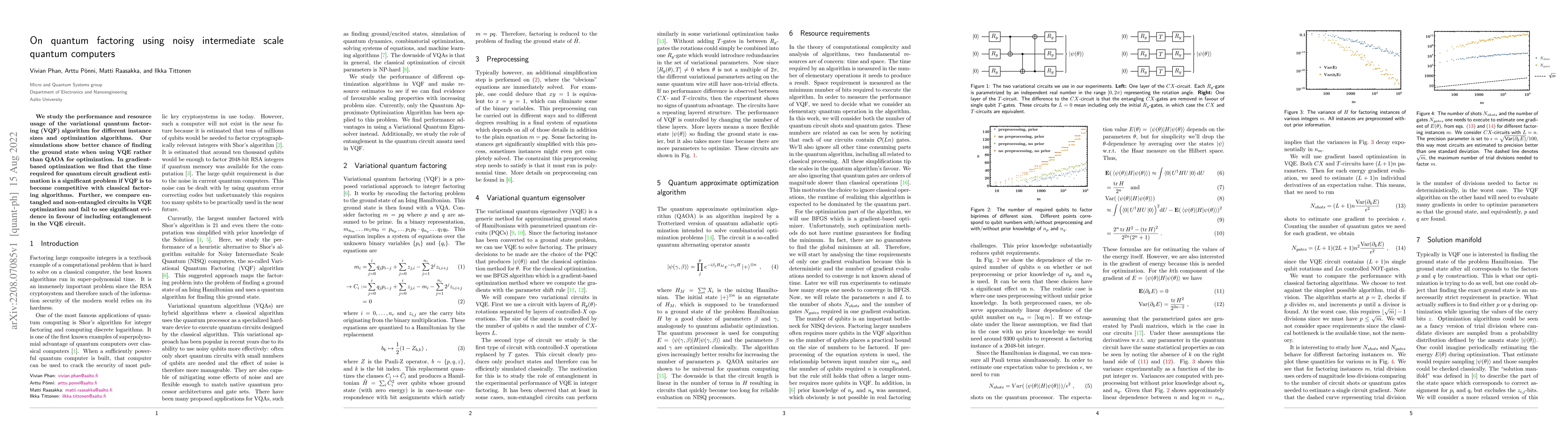 Thumbnail for On quantum factoring using noisy intermediate scale quantum computers