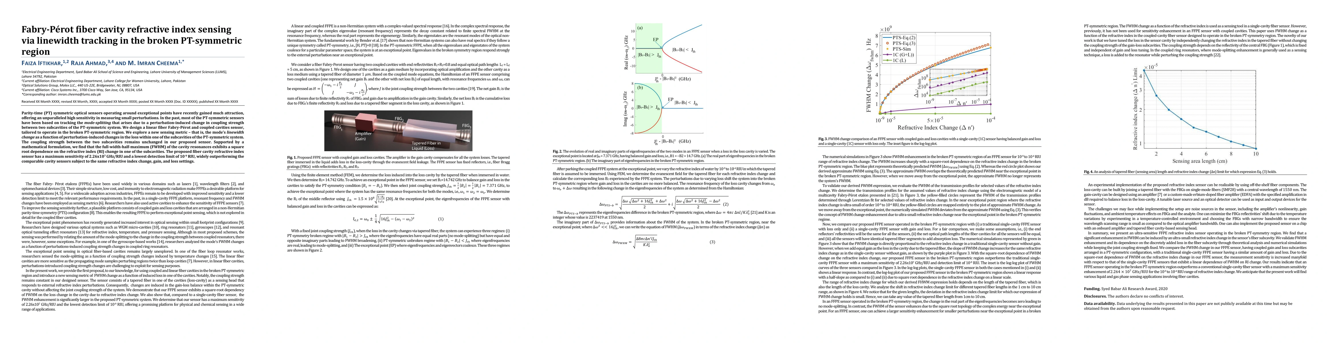 Thumbnail for Fabry-P\'erot fiber cavity refractive index sensing via linewidth
  tracking in the broken PT-symmetric region