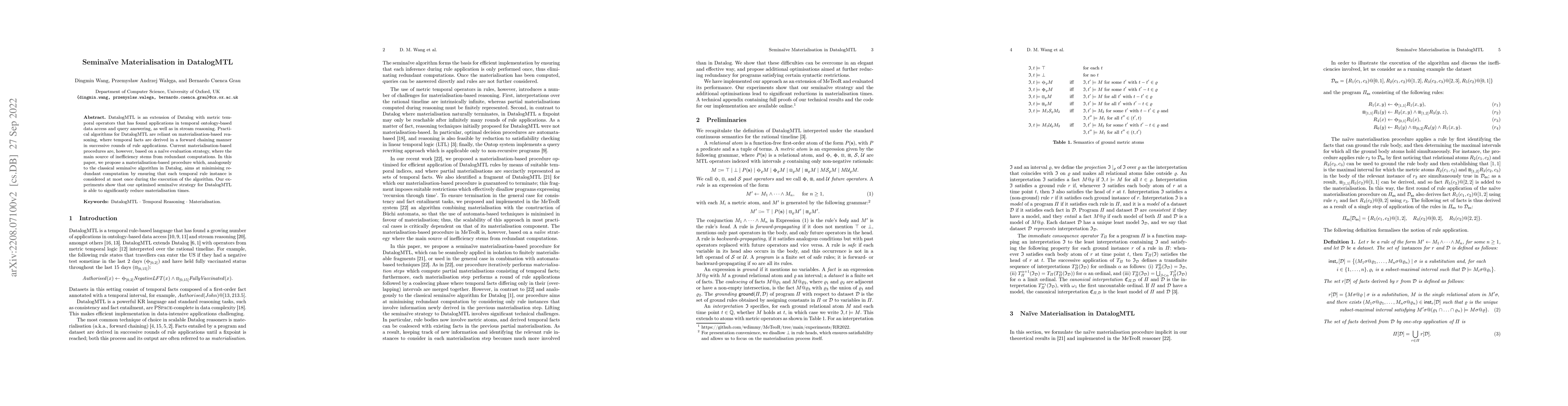 Thumbnail for Seminaive Materialisation in DatalogMTL