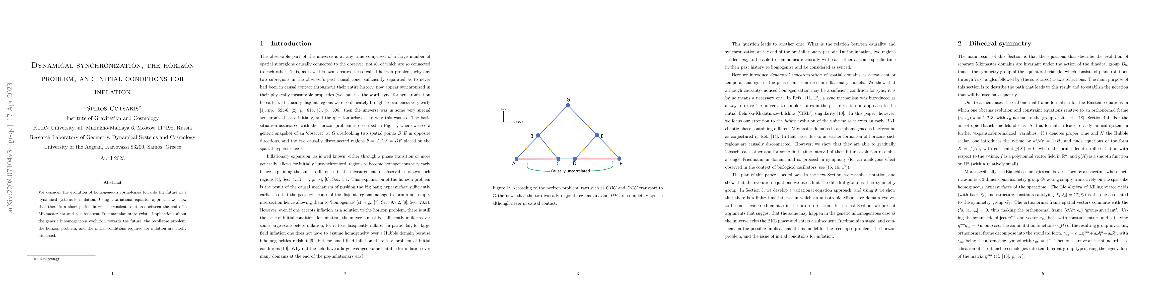 Thumbnail for Dynamical synchronization, the horizon problem, and initial conditions
  for inflation