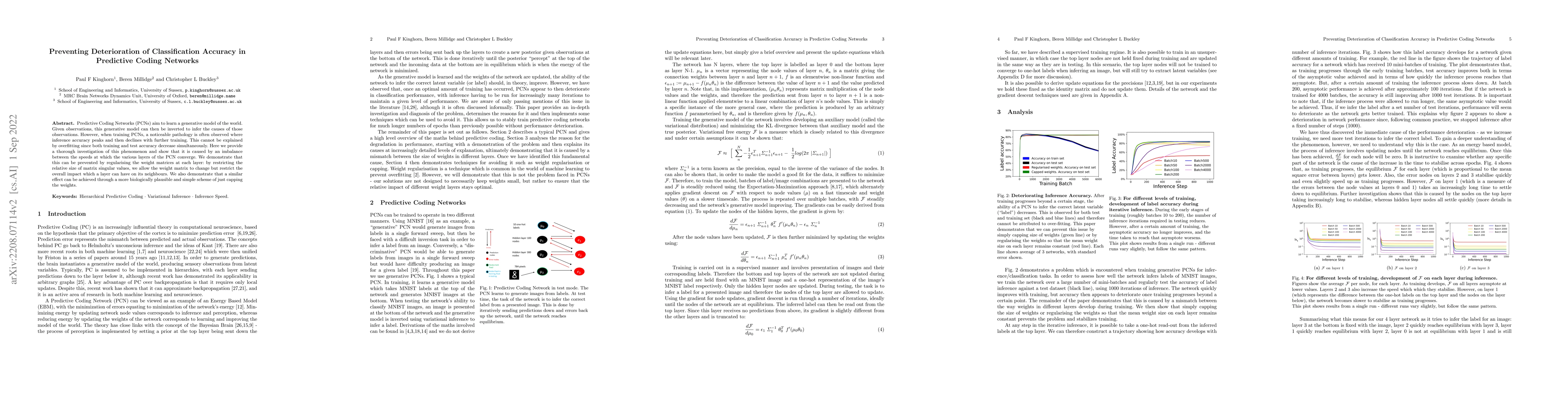Thumbnail for Preventing Deterioration of Classification Accuracy in Predictive Coding
  Networks