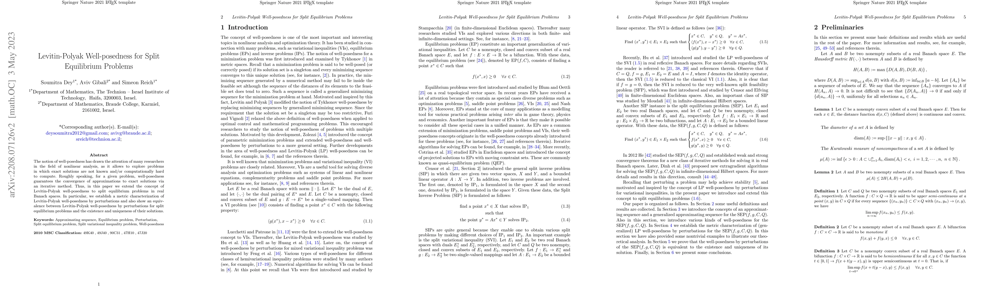 Thumbnail for Levitin-Polyak Well-posedness for Split Equilibrium Problems