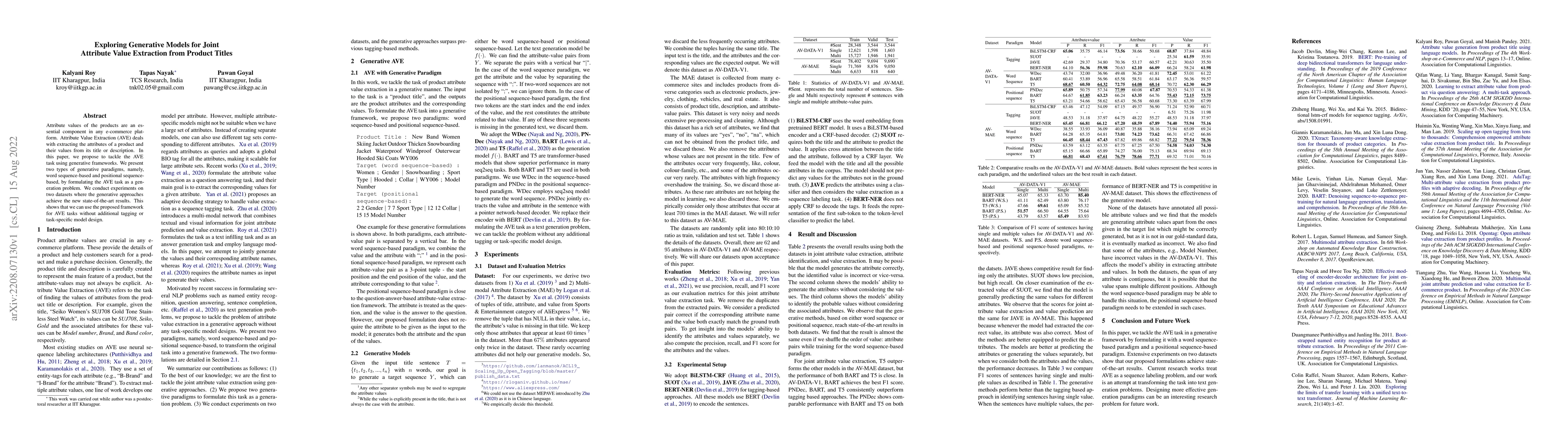 Thumbnail for Exploring Generative Models for Joint Attribute Value Extraction from
  Product Titles