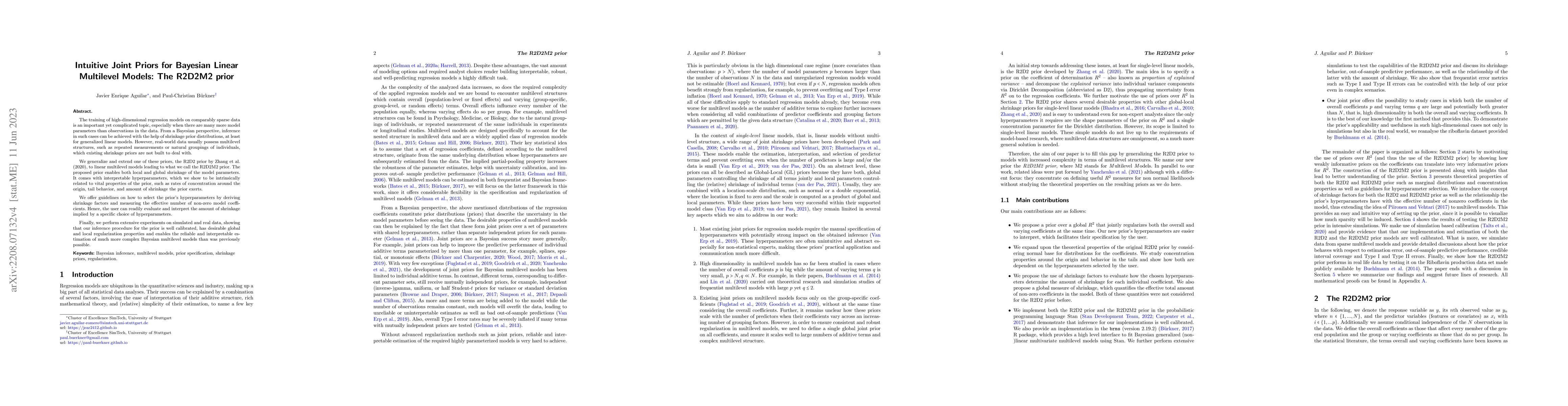 Thumbnail for Intuitive Joint Priors for Bayesian Linear Multilevel Models: The R2D2M2
  prior