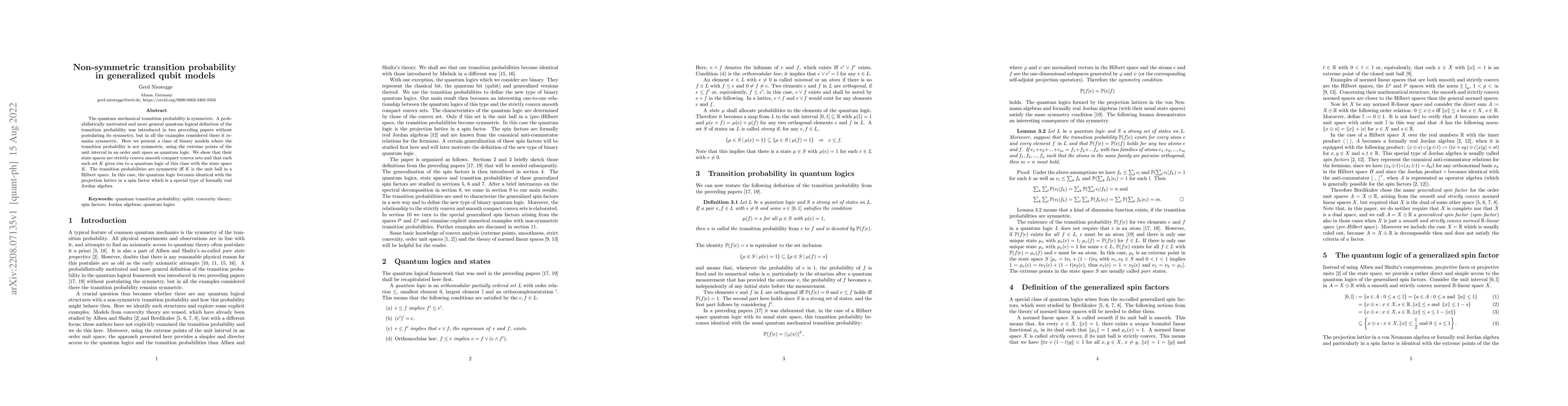 Thumbnail for Non-symmetric transition probability in generalized qubit models