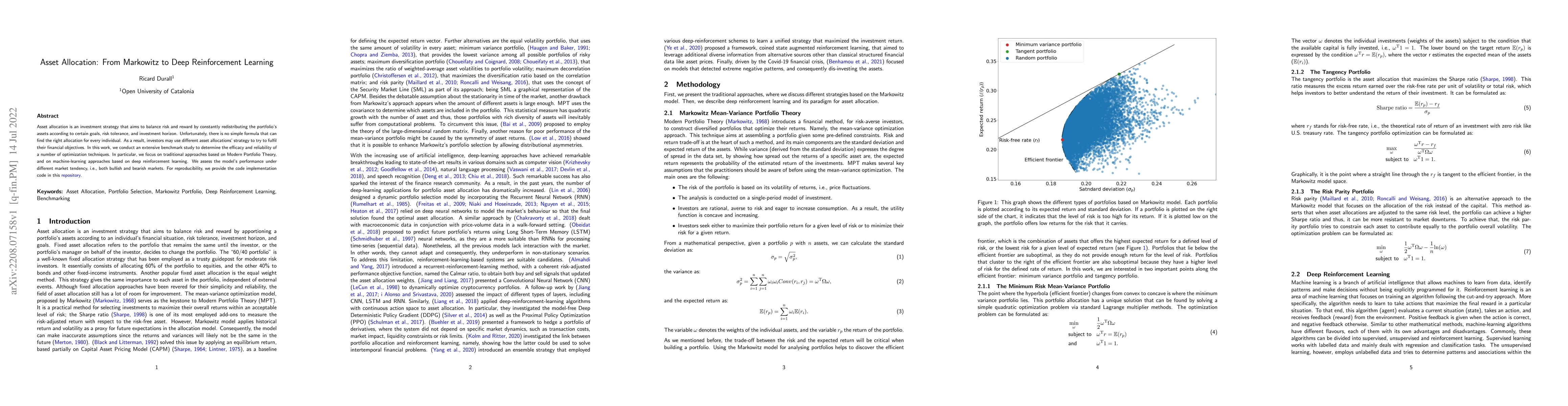 Thumbnail for Asset Allocation: From Markowitz to Deep Reinforcement Learning