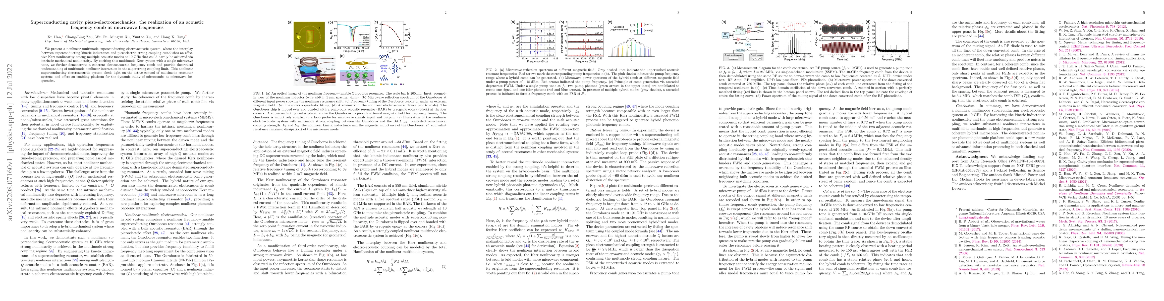 Thumbnail for Superconducting cavity piezo-electromechanics: the realization of an
  acoustic frequency comb at microwave frequencies