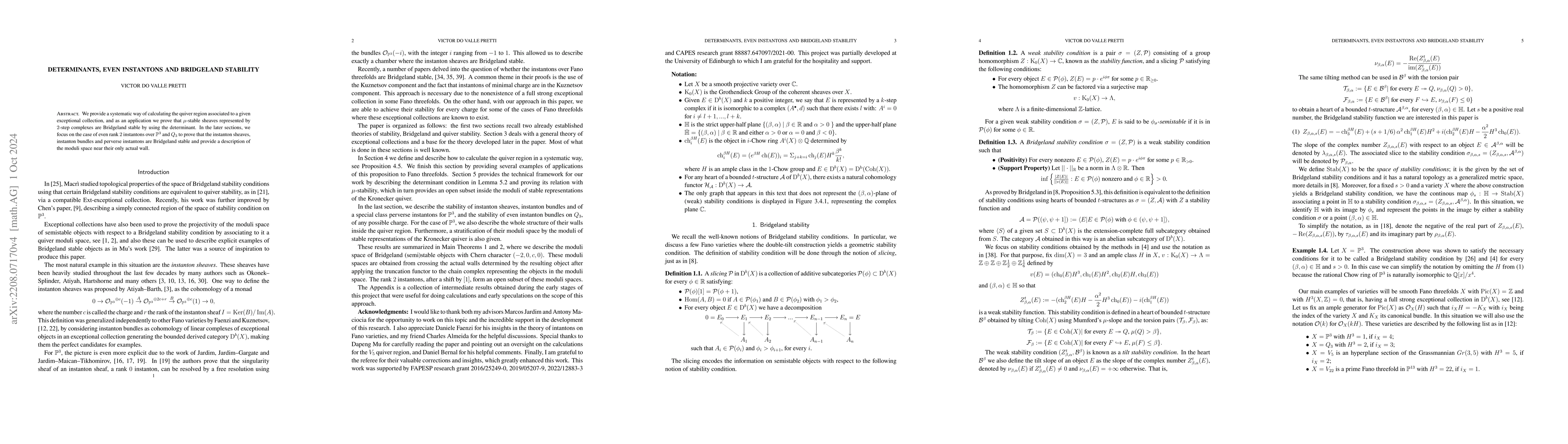 Thumbnail for Determinants, even instantons and Bridgeland stability