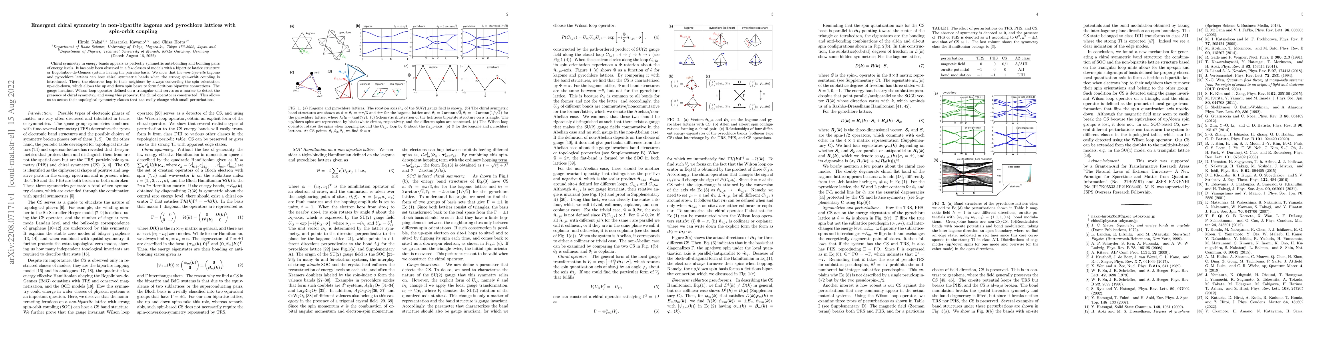 Thumbnail for Emergent chiral symmetry in non-bipartite kagome and pyrochlore lattices
  with spin-orbit coupling