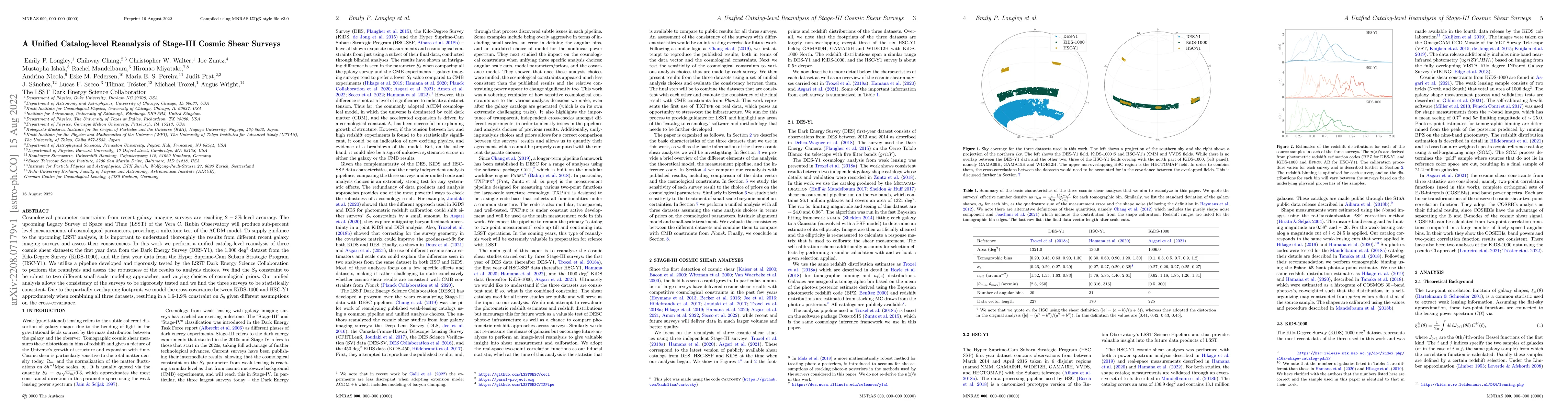 Thumbnail for A Unified Catalog-level Reanalysis of Stage-III Cosmic Shear Surveys