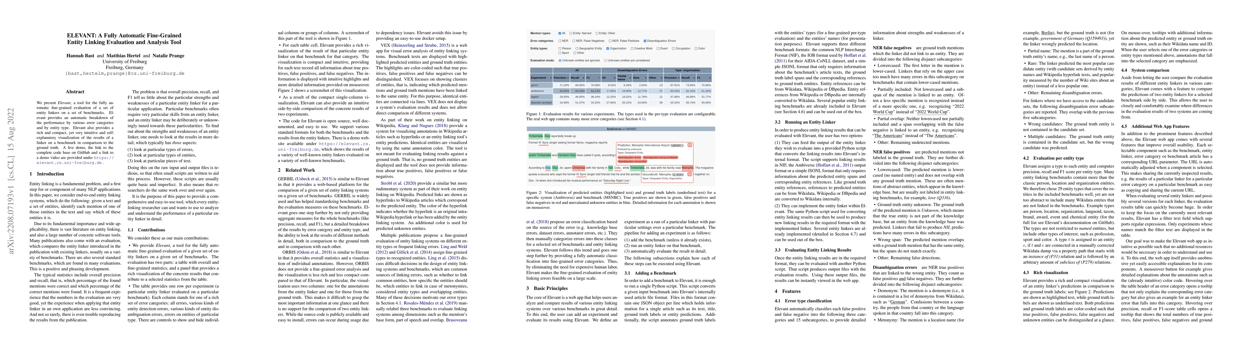 Thumbnail for ELEVANT: A Fully Automatic Fine-Grained Entity Linking Evaluation and
  Analysis Tool