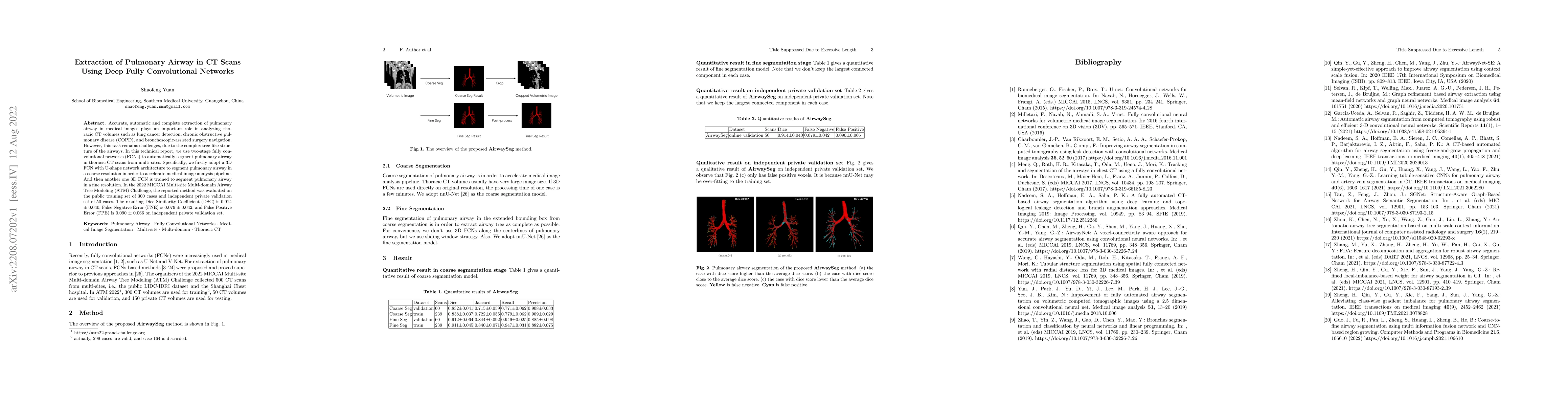 Thumbnail for Extraction of Pulmonary Airway in CT Scans Using Deep Fully
  Convolutional Networks