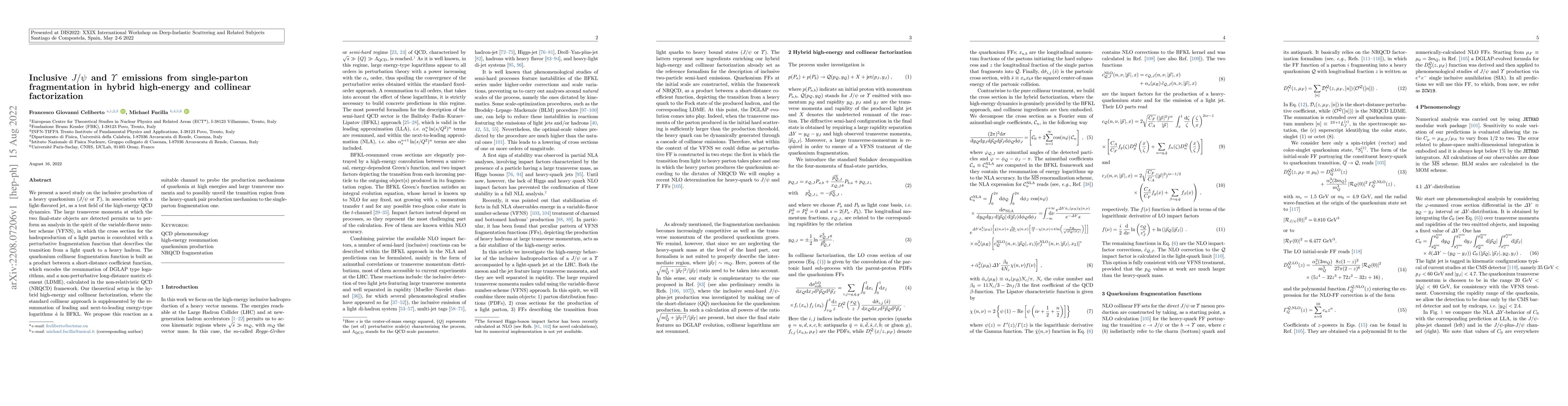 Thumbnail for Inclusive $J/\psi$ and $\Upsilon$ emissions from single-parton
  fragmentation in hybrid high-energy and collinear factorization
