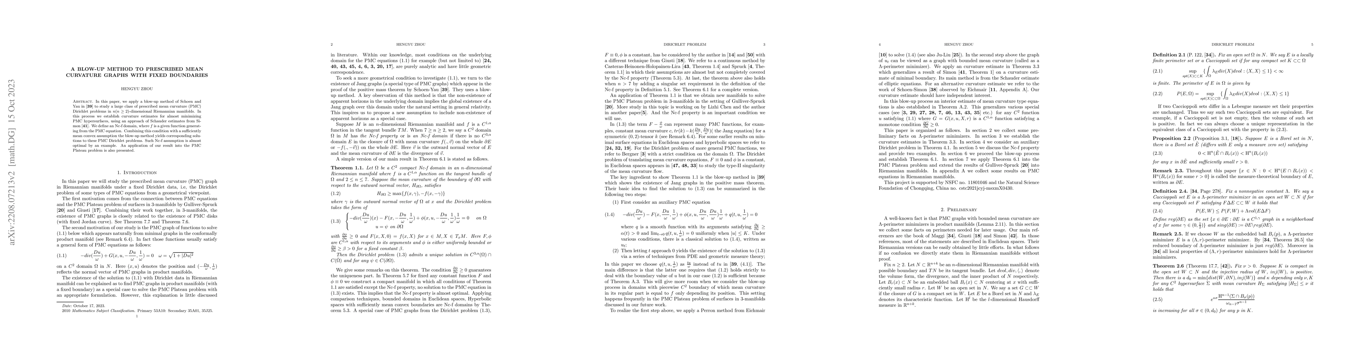 Thumbnail for A blow-up method to prescribed mean curvature graphs with fixed
  boundaries
