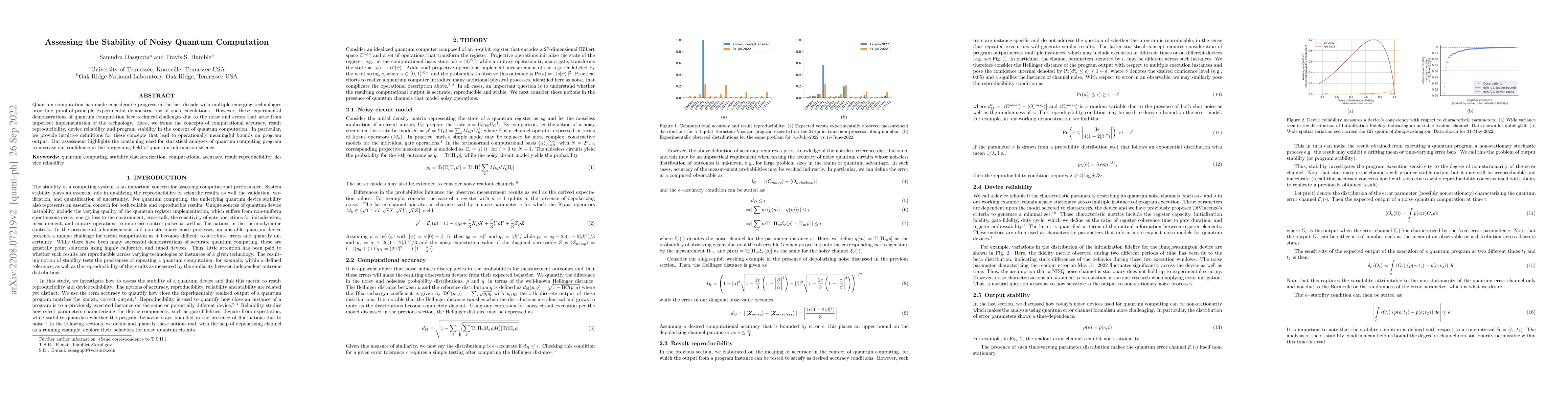 Thumbnail for Assessing the Stability of Noisy Quantum Computation