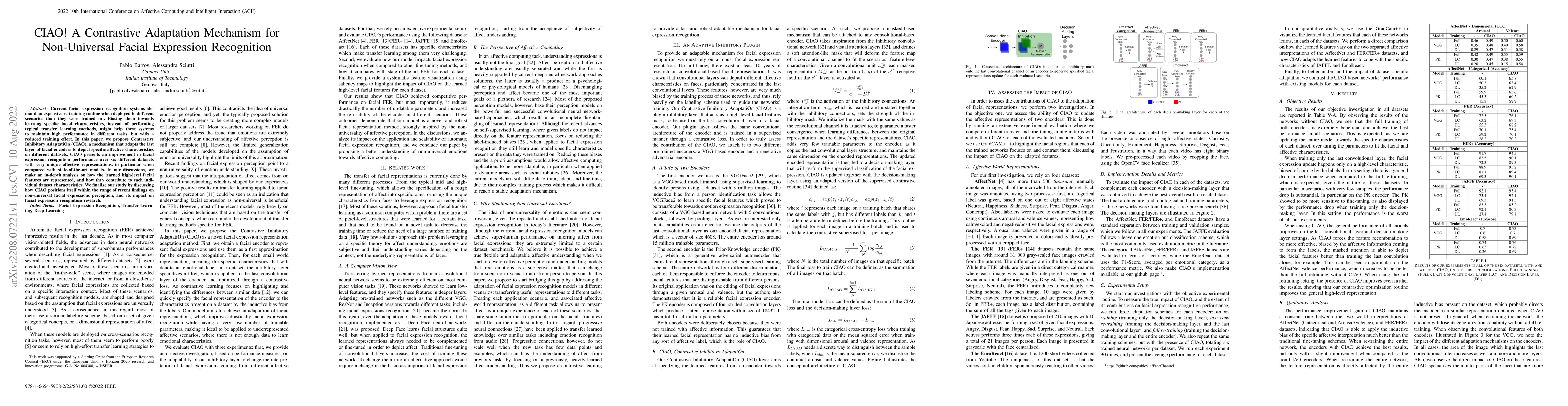 Thumbnail for CIAO! A Contrastive Adaptation Mechanism for Non-Universal Facial
  Expression Recognition