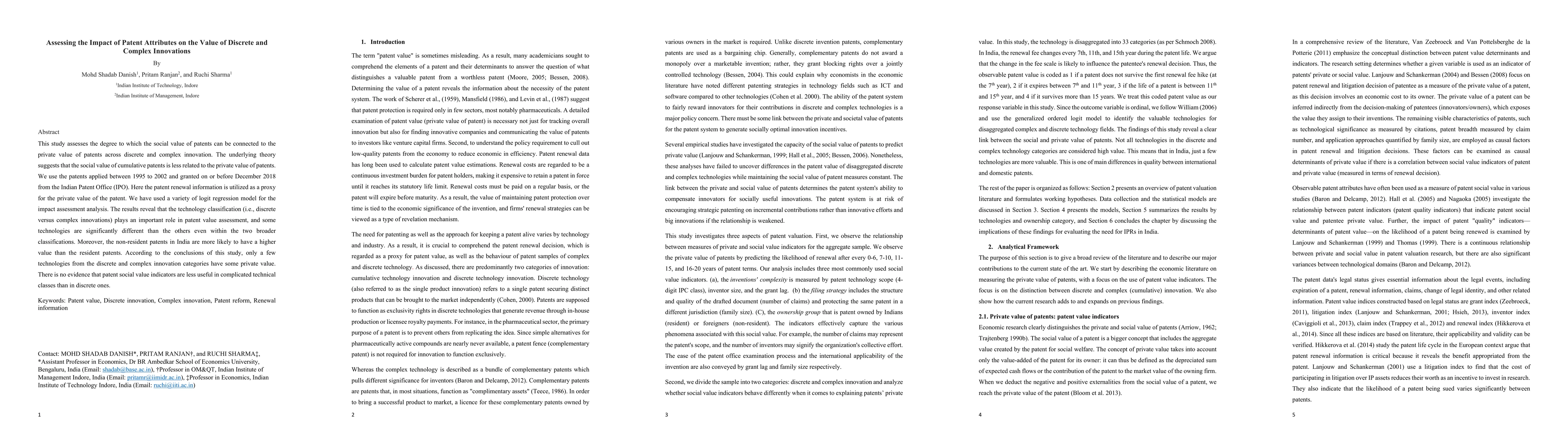 Thumbnail for Assessing the Impact of Patent Attributes on the Value of Discrete and
  Complex Innovations
