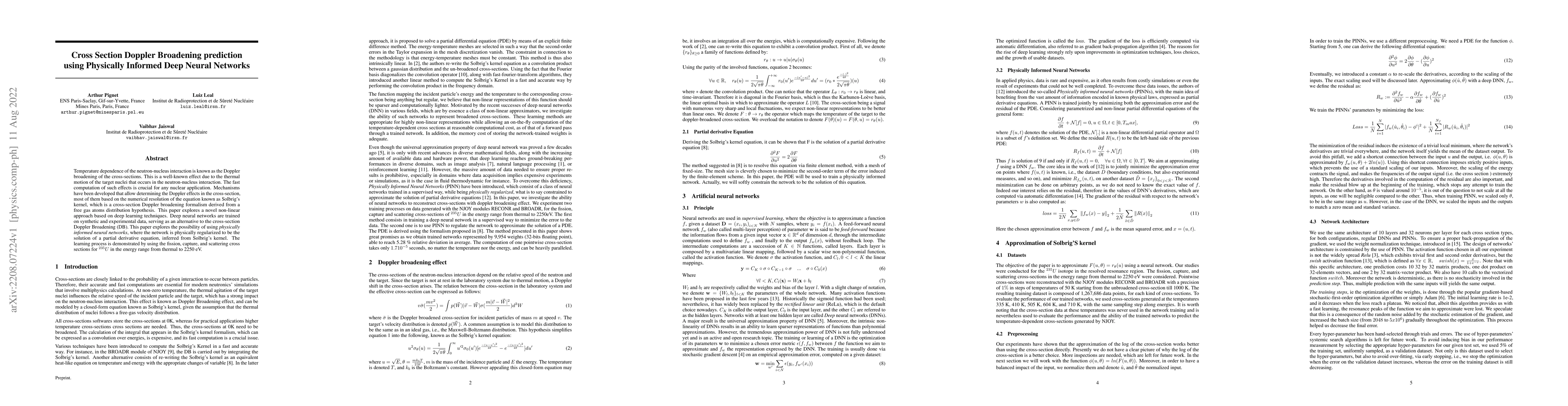 Thumbnail for Cross Section Doppler Broadening prediction using Physically Informed
  Deep Neural Networks
