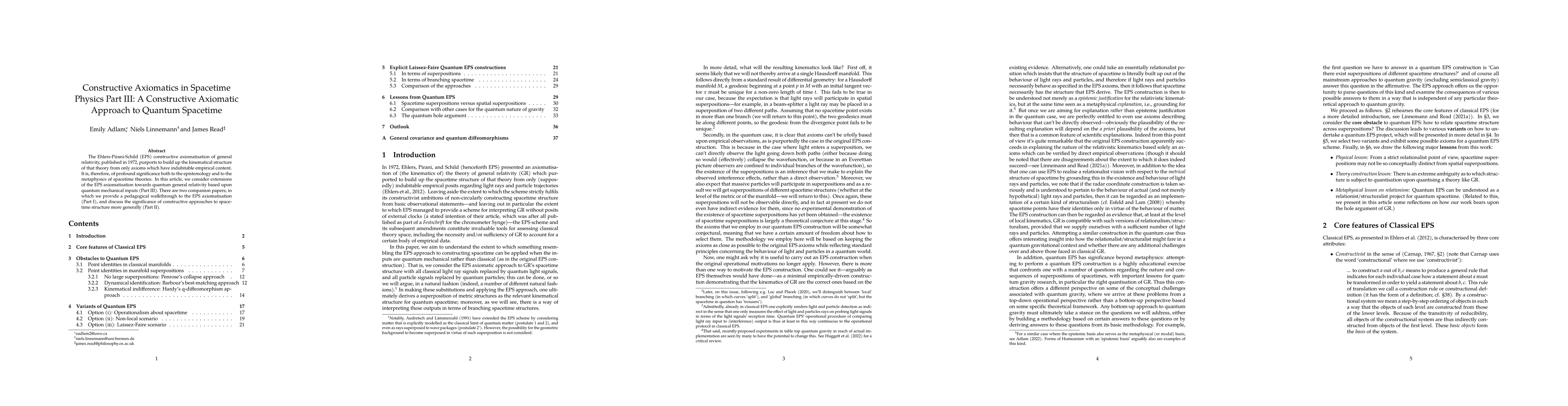 Thumbnail for Constructive Axiomatics in Spacetime Physics Part III: A Constructive
  Axiomatic Approach to Quantum Spacetime