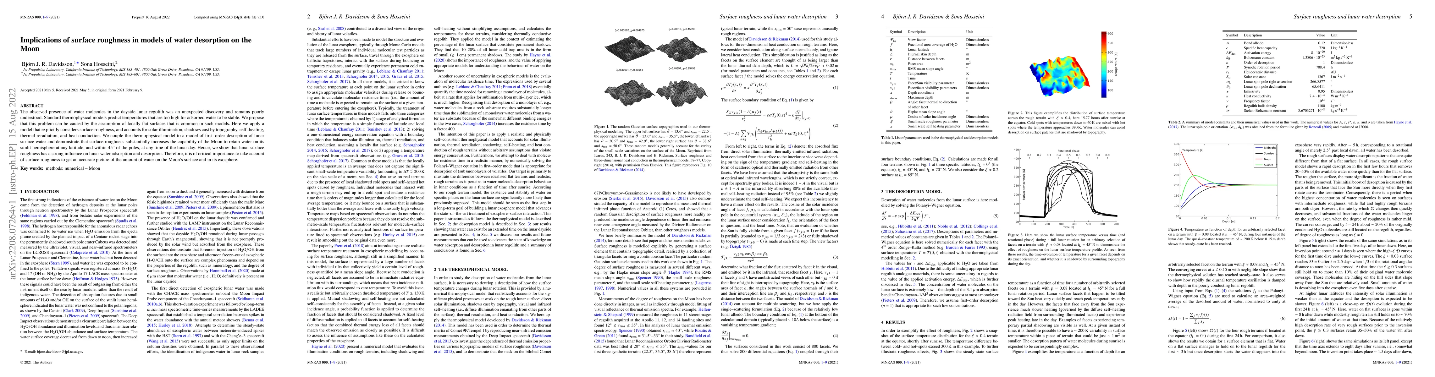 Thumbnail for Implications of Surface Roughness in Models of Water Desorption on the
  Moon