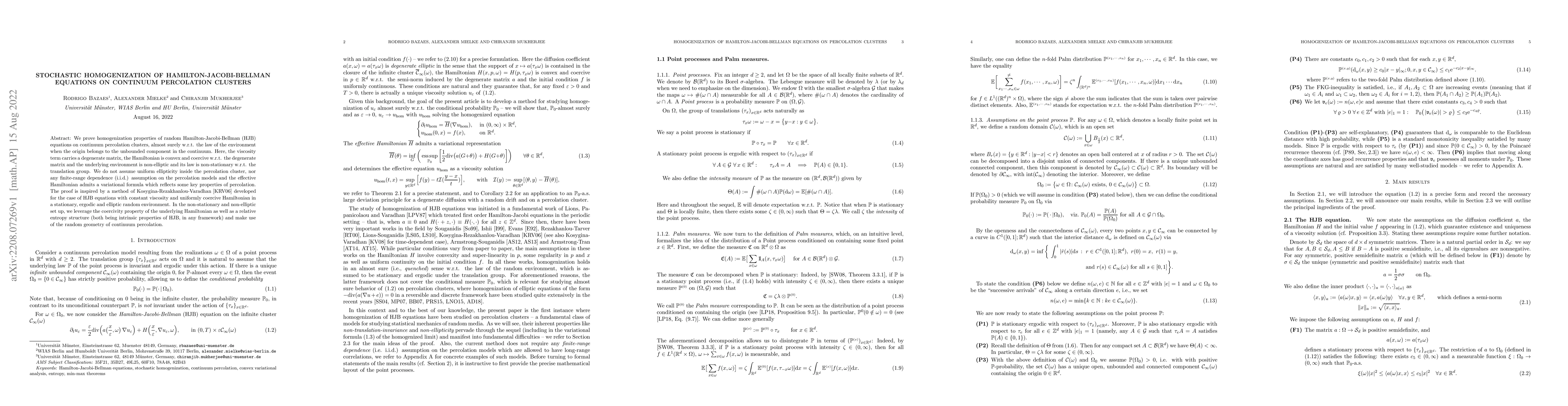 Thumbnail for Stochastic homogenization for Hamilton-Jacobi-Bellman equations on
  continuum percolation clusters