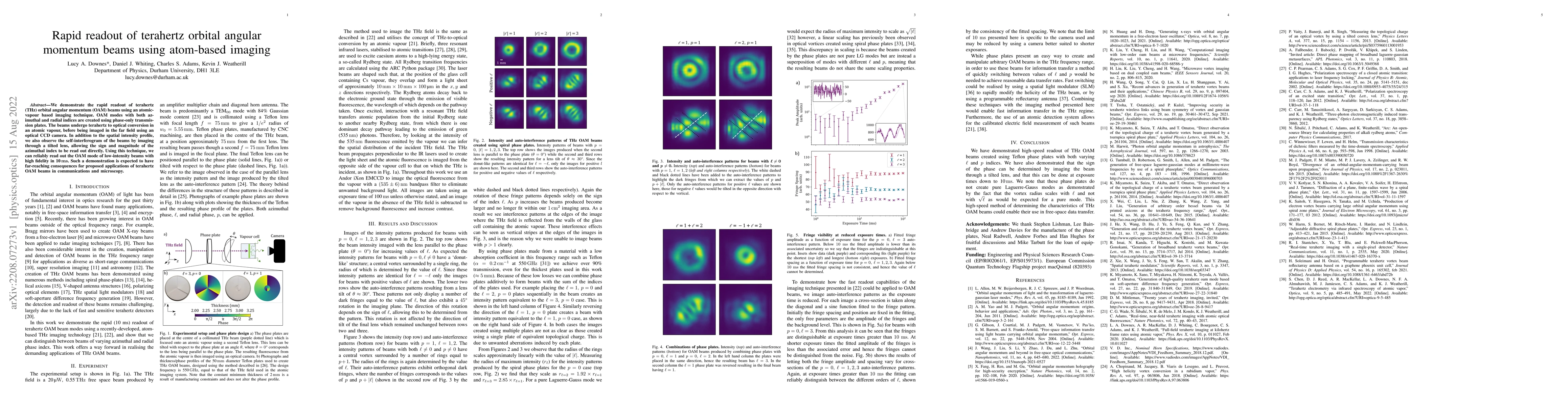 Thumbnail for Rapid readout of terahertz orbital angular momentum beams using
  atom-based imaging