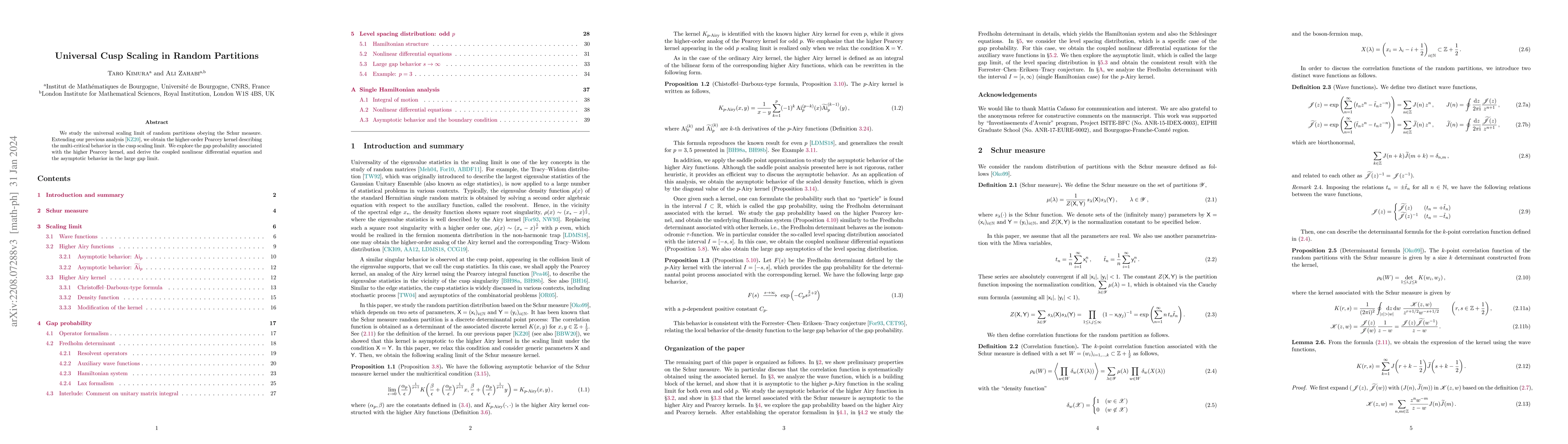 Thumbnail for Universal Cusp Scaling in Random Partitions