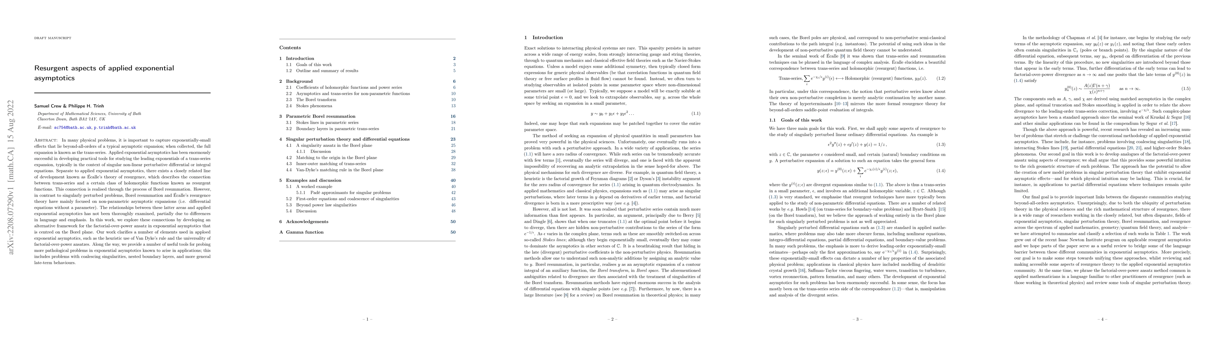 Thumbnail for Resurgent aspects of applied exponential asymptotics