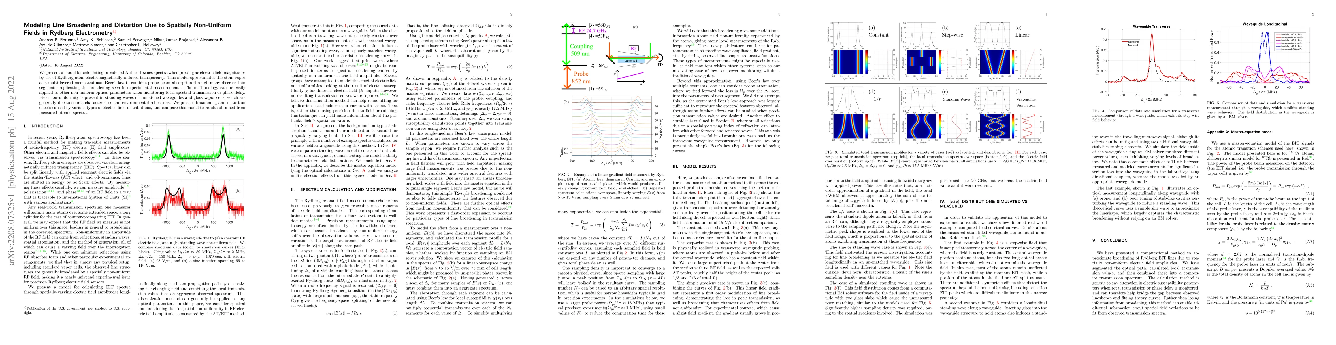 Thumbnail for Modeling Line Broadening and Distortion Due to Spatially Non-Uniform
  Fields in Rydberg Electrometry