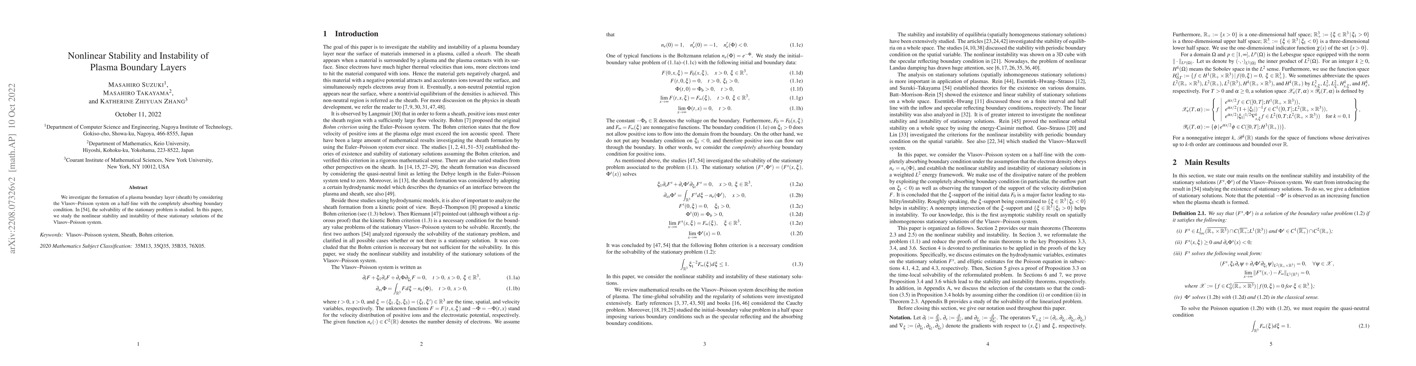 Thumbnail for Nonlinear Stability and Instability of Plasma Boundary Layers