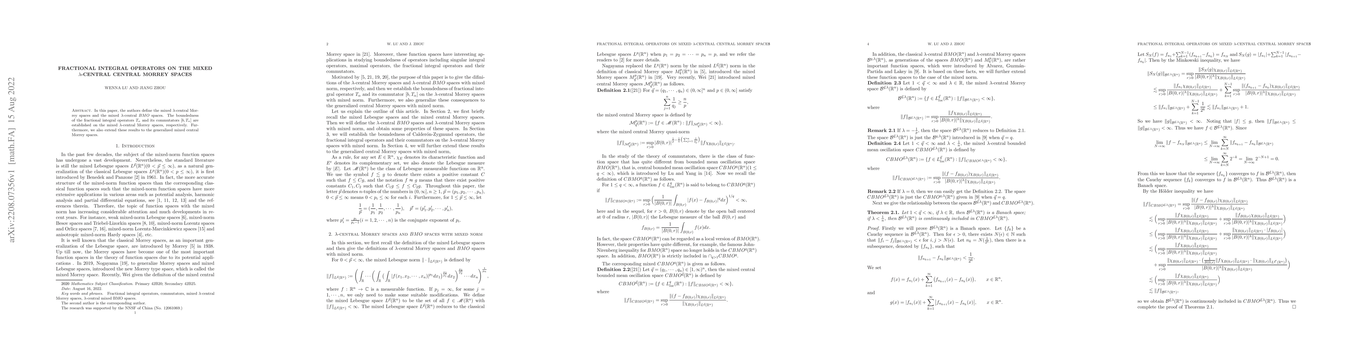 Thumbnail for Fractional integral operators on the mixed $\lambda$-central central
  Morrey spaces