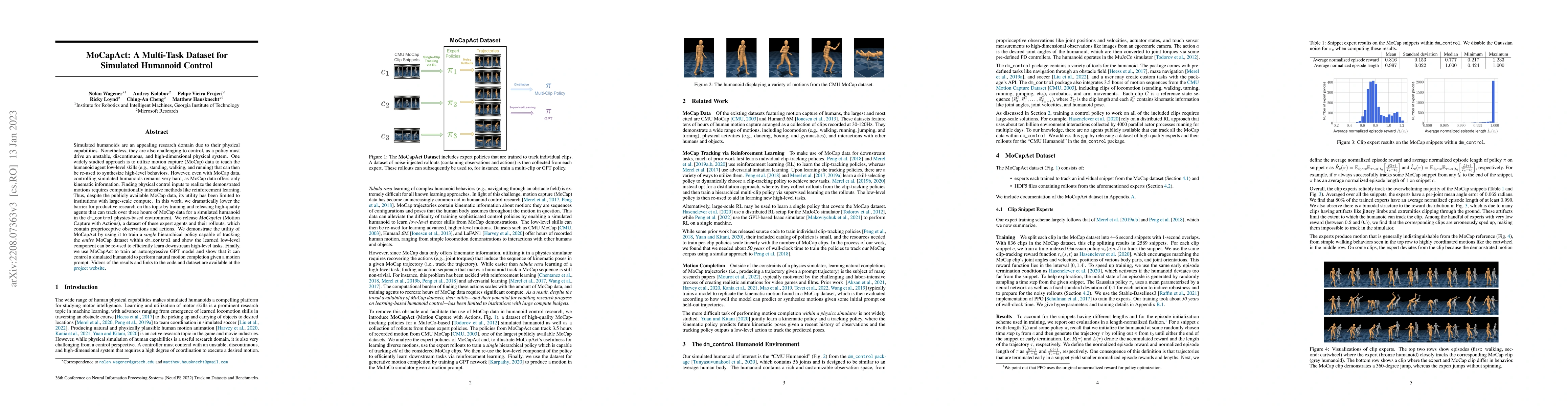 Thumbnail for MoCapAct: A Multi-Task Dataset for Simulated Humanoid Control