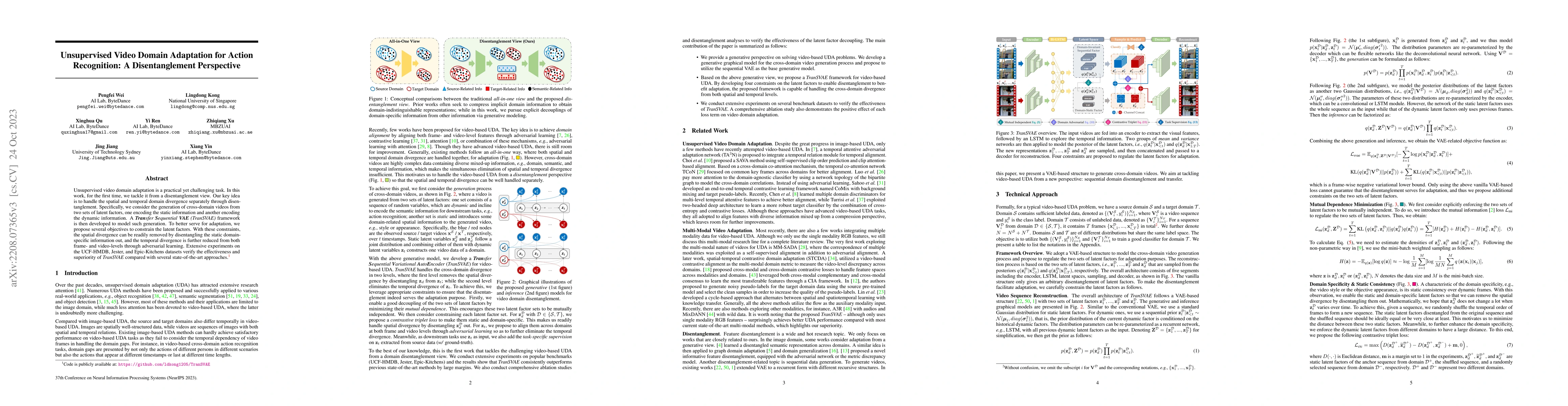 Thumbnail for Unsupervised Video Domain Adaptation for Action Recognition: A
  Disentanglement Perspective