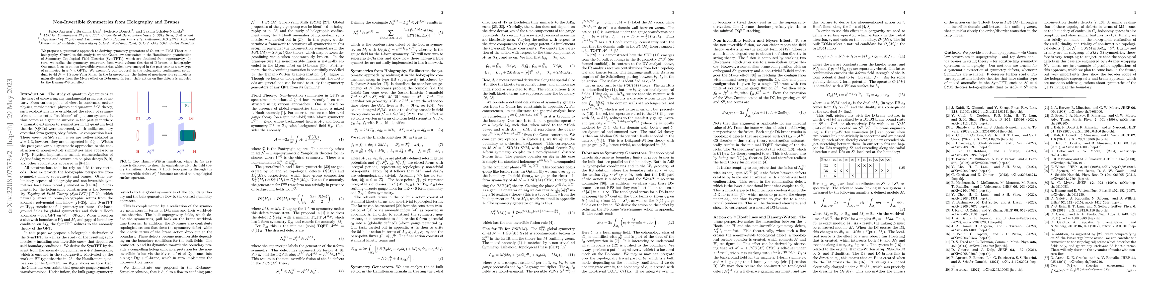 Thumbnail for Non-Invertible Symmetries from Holography and Branes
