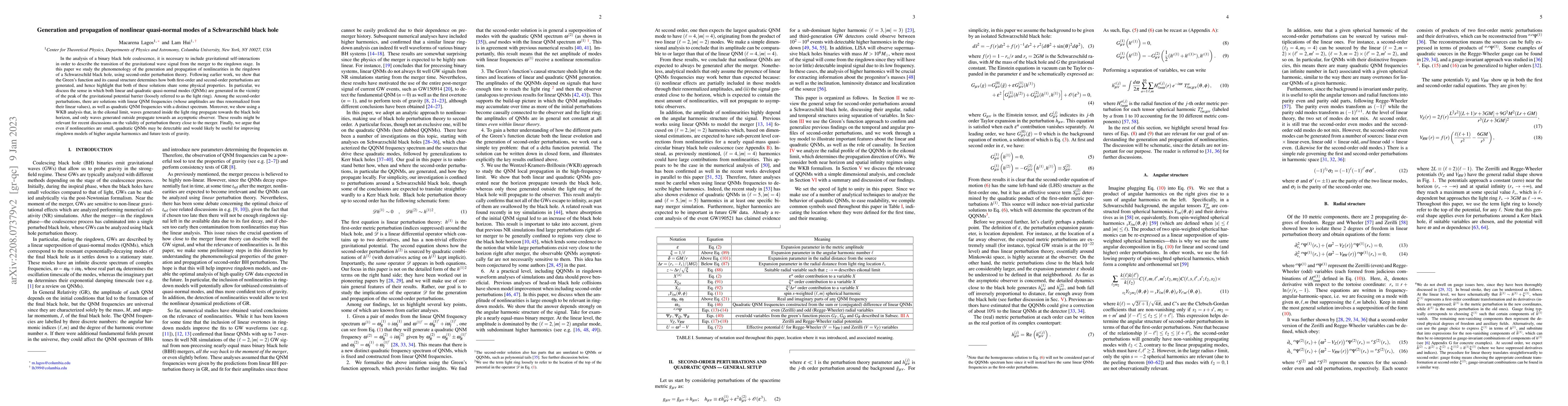 Thumbnail for Generation and propagation of nonlinear quasi-normal modes of a
  Schwarzschild black hole