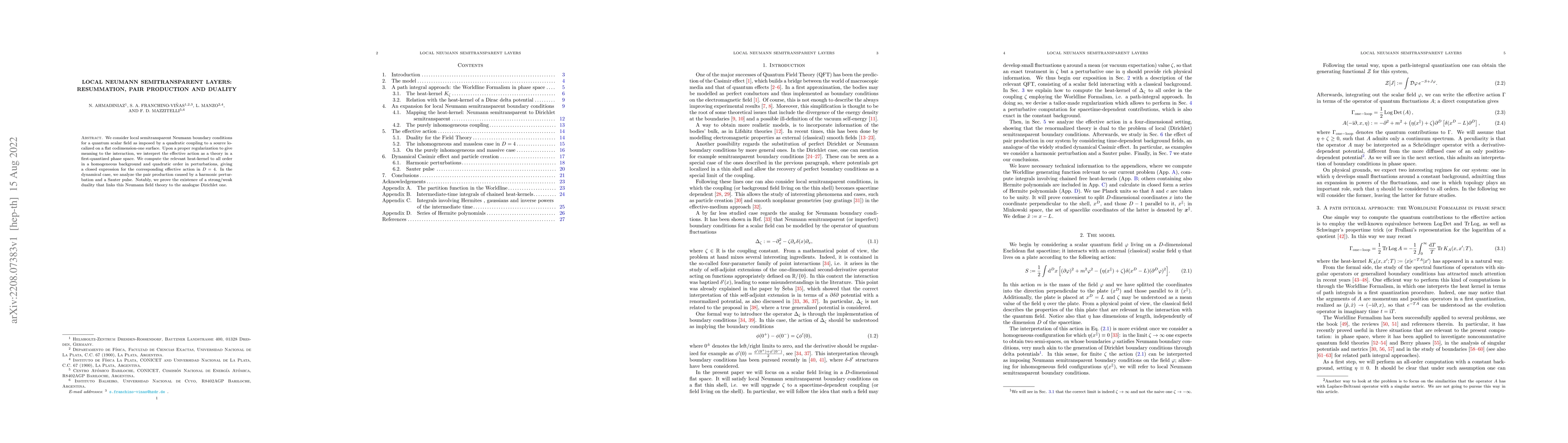Thumbnail for Local Neumann semitransparent layers: resummation, pair production and
  duality