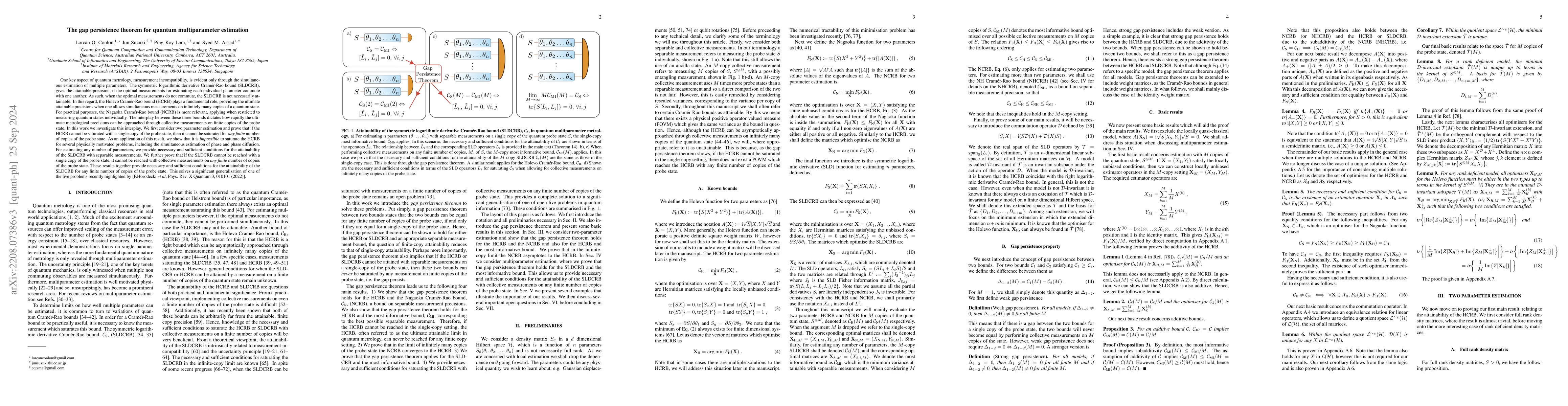 Thumbnail for The gap persistence theorem for quantum multiparameter estimation