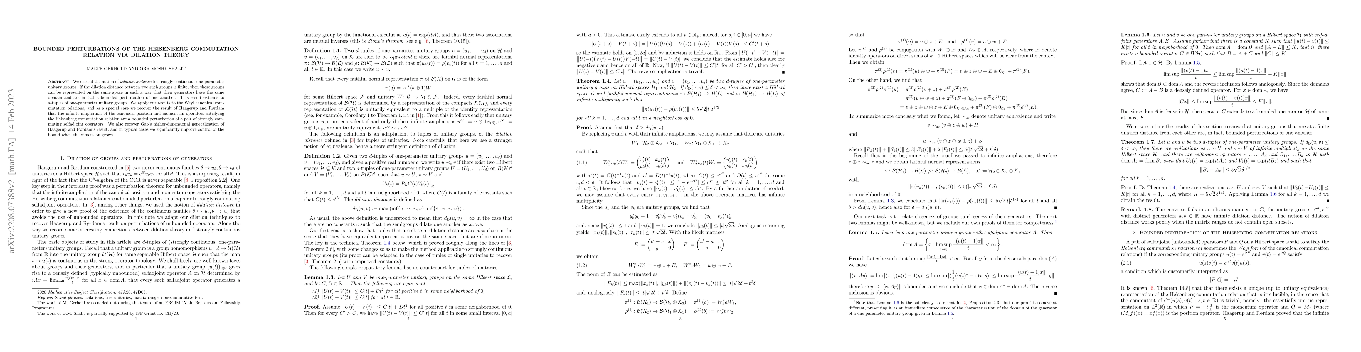 Thumbnail for Bounded perturbations of the Heisenberg commutation relation via
  dilation theory