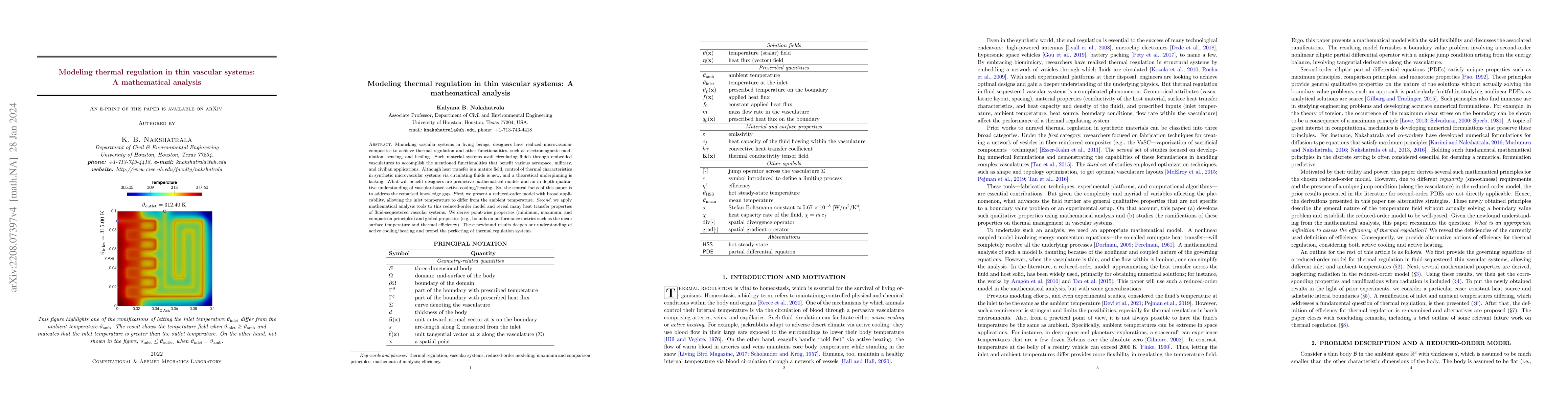 Thumbnail for Modeling thermal regulation in thin vascular systems: A mathematical
  analysis