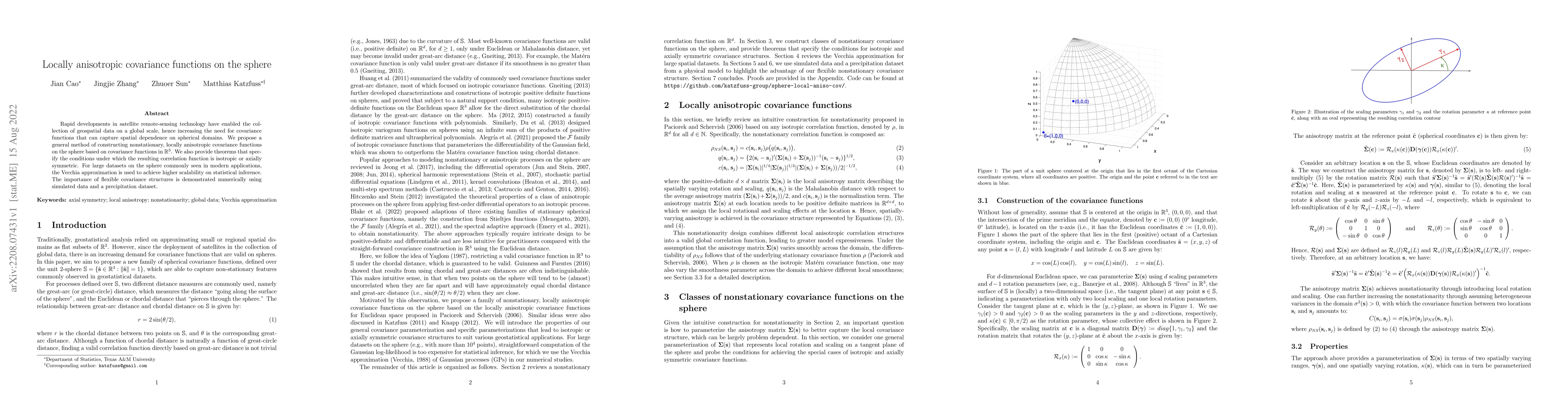 Thumbnail for Locally anisotropic covariance functions on the sphere