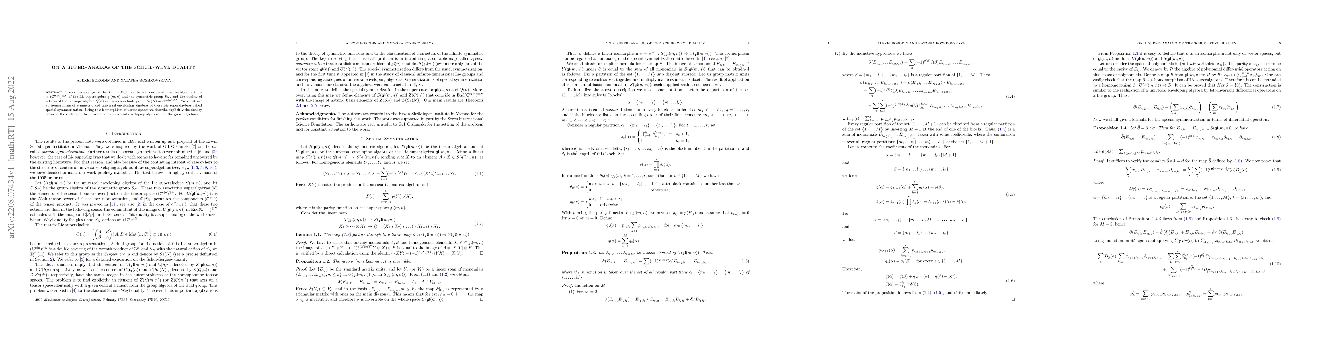 Thumbnail for On a super-analog of the Schur-Weyl Duality