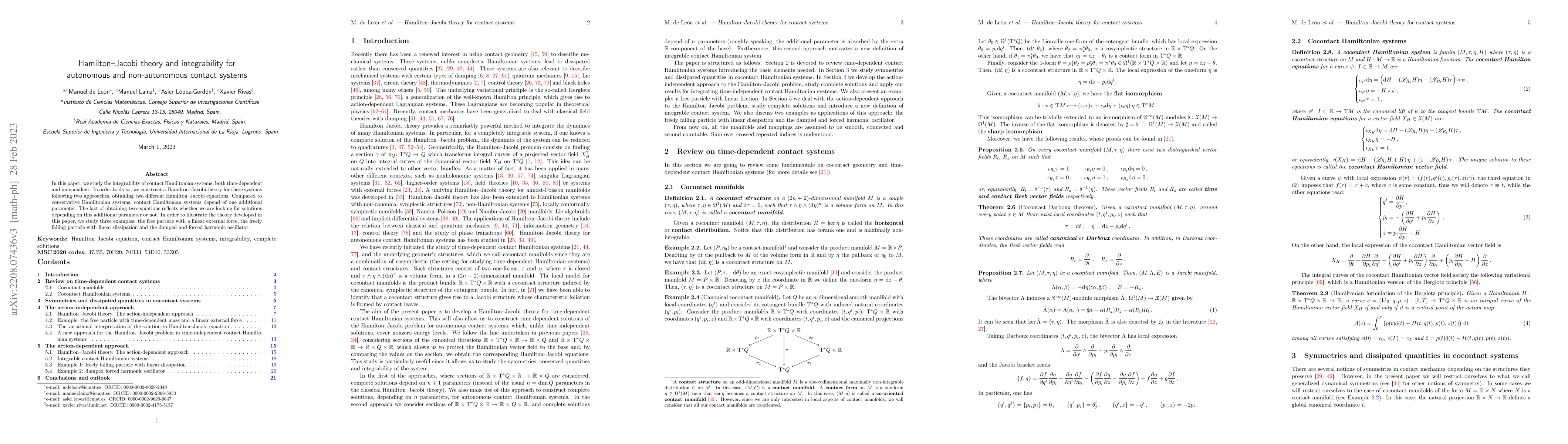 Thumbnail for Hamilton-Jacobi theory and integrability for autonomous and
  non-autonomous contact systems