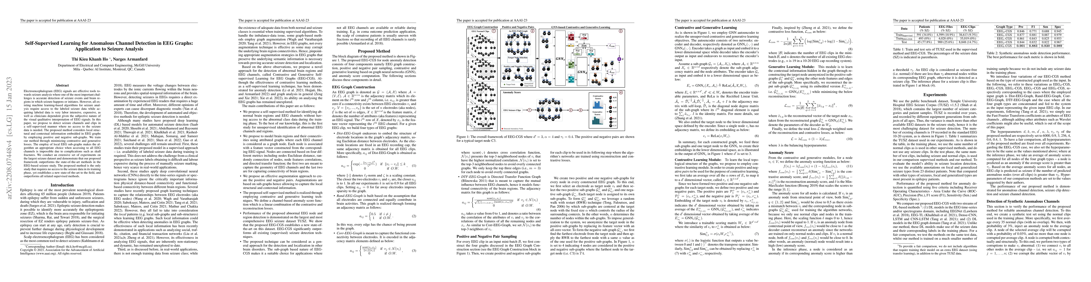 Thumbnail for Self-Supervised Learning for Anomalous Channel Detection in EEG Graphs:
  Application to Seizure Analysis