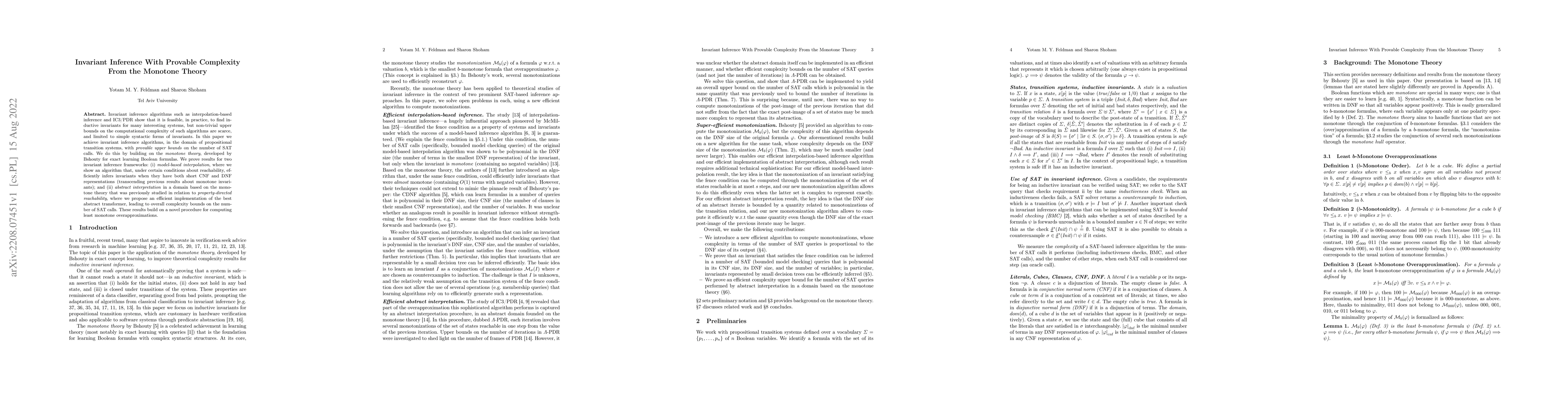 Thumbnail for Invariant Inference With Provable Complexity From the Monotone Theory