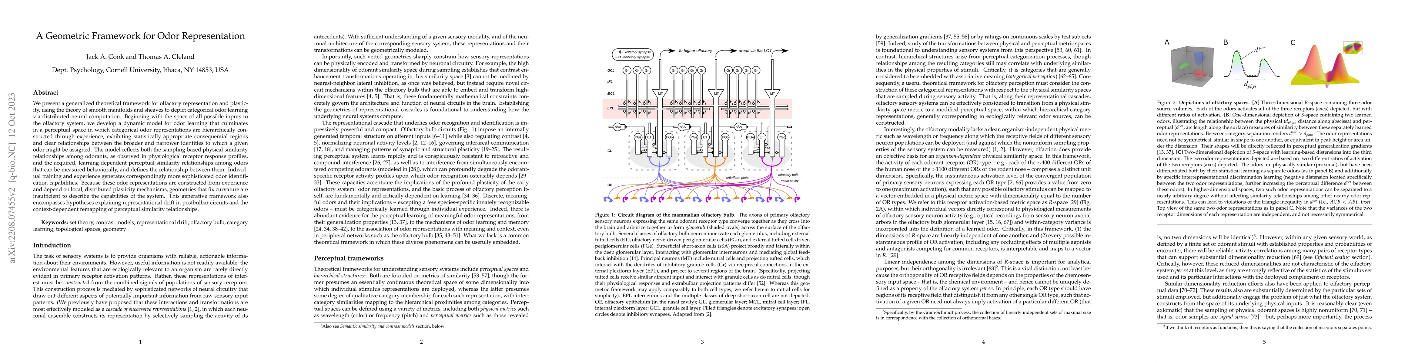 Thumbnail for A Geometric Framework for Odor Representation