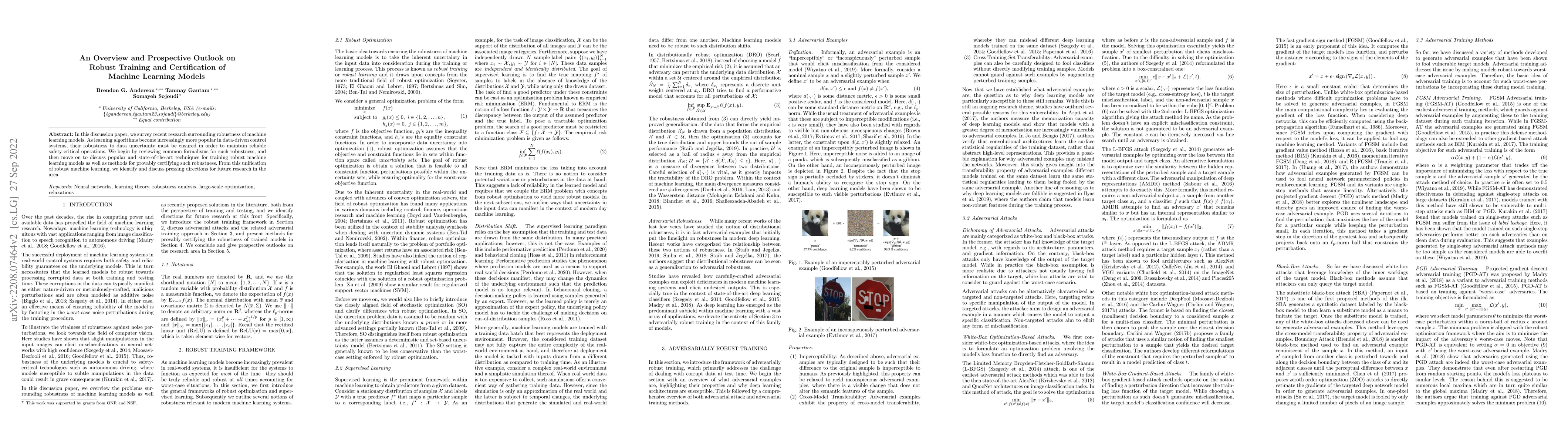 Thumbnail for An Overview and Prospective Outlook on Robust Training and Certification
  of Machine Learning Models