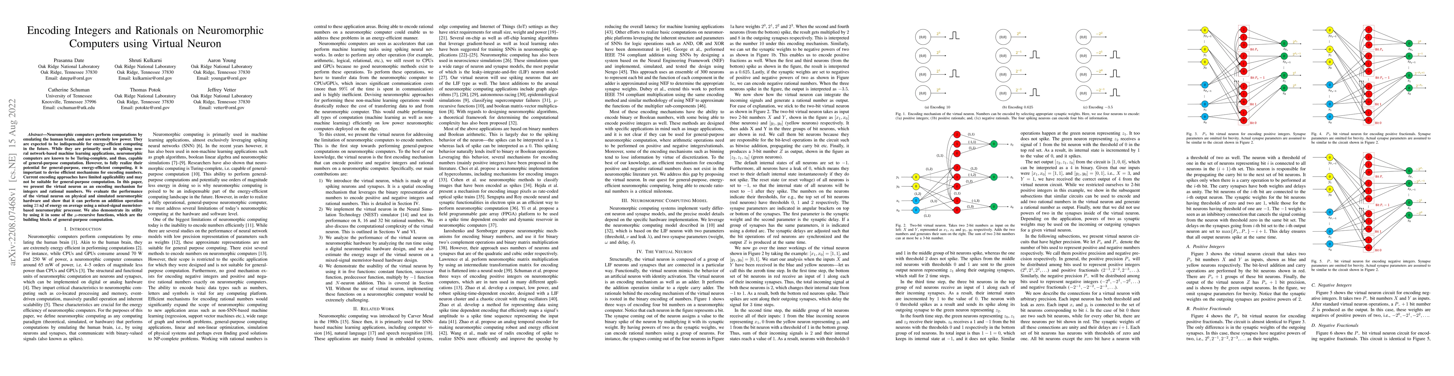 Thumbnail for Encoding Integers and Rationals on Neuromorphic Computers using Virtual
  Neuron